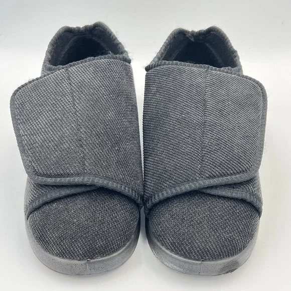 Silverts Slippers Shoes Mens 8 Womens 10 Extra Wide Easy Hook Loop SV15100 Black - Picture 11 of 16